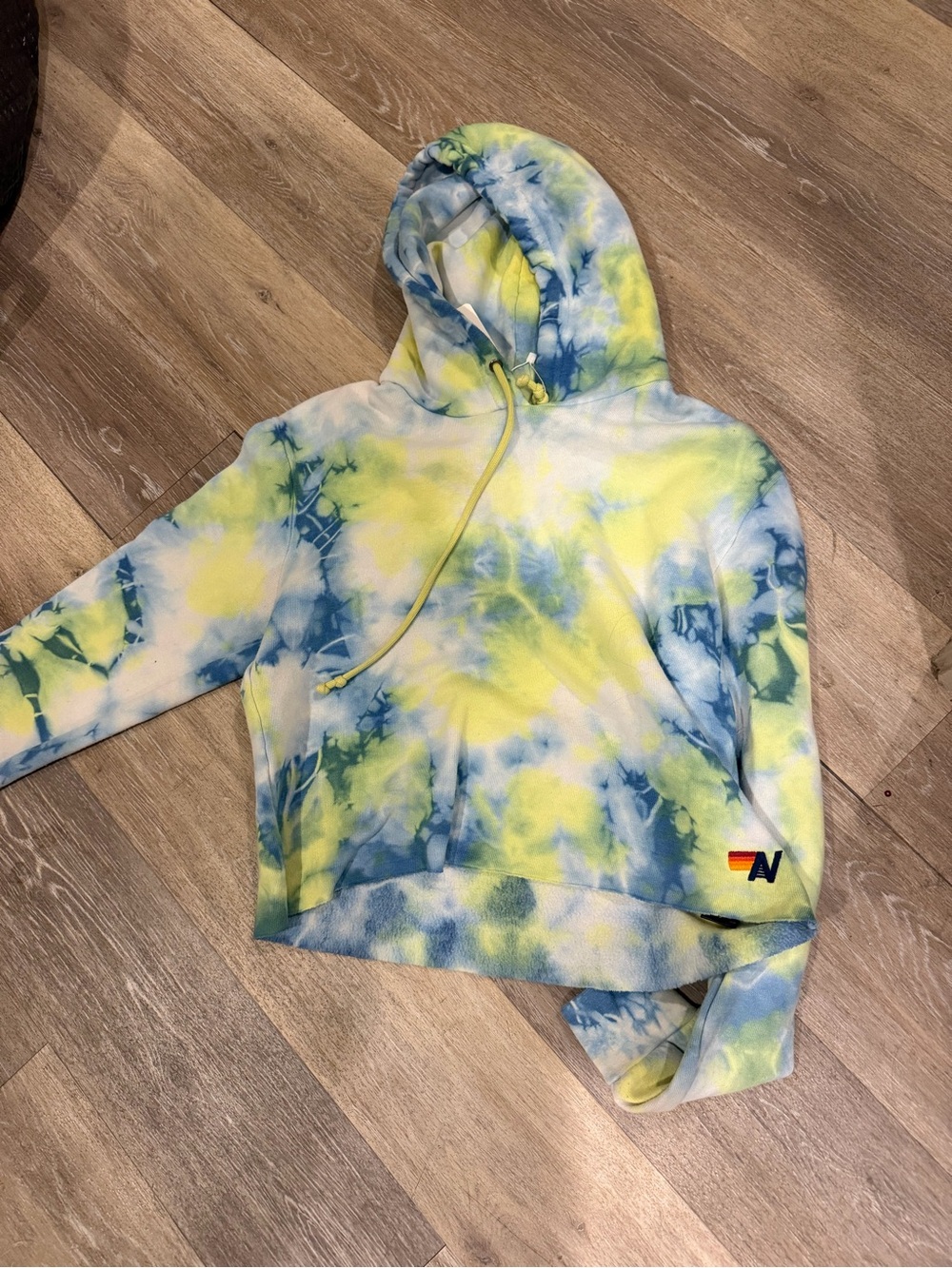 Aviator Nation Blue, Yellow & White Tie-Dye Hooded Pullover